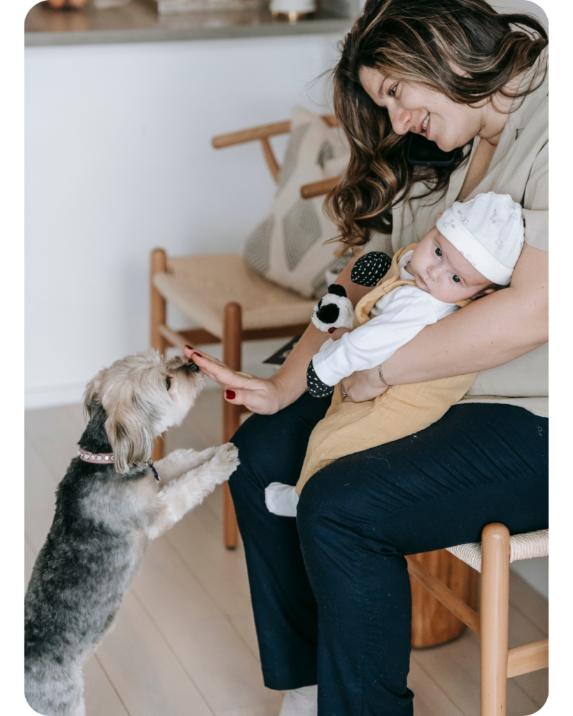 babies v2 Woman with baby and dog